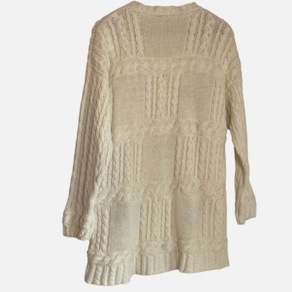 VTG Cable Knit Sweater Tunic/Dress S Floral Embroidered Indie Cottagecore Whimsy - Picture 10 of 10